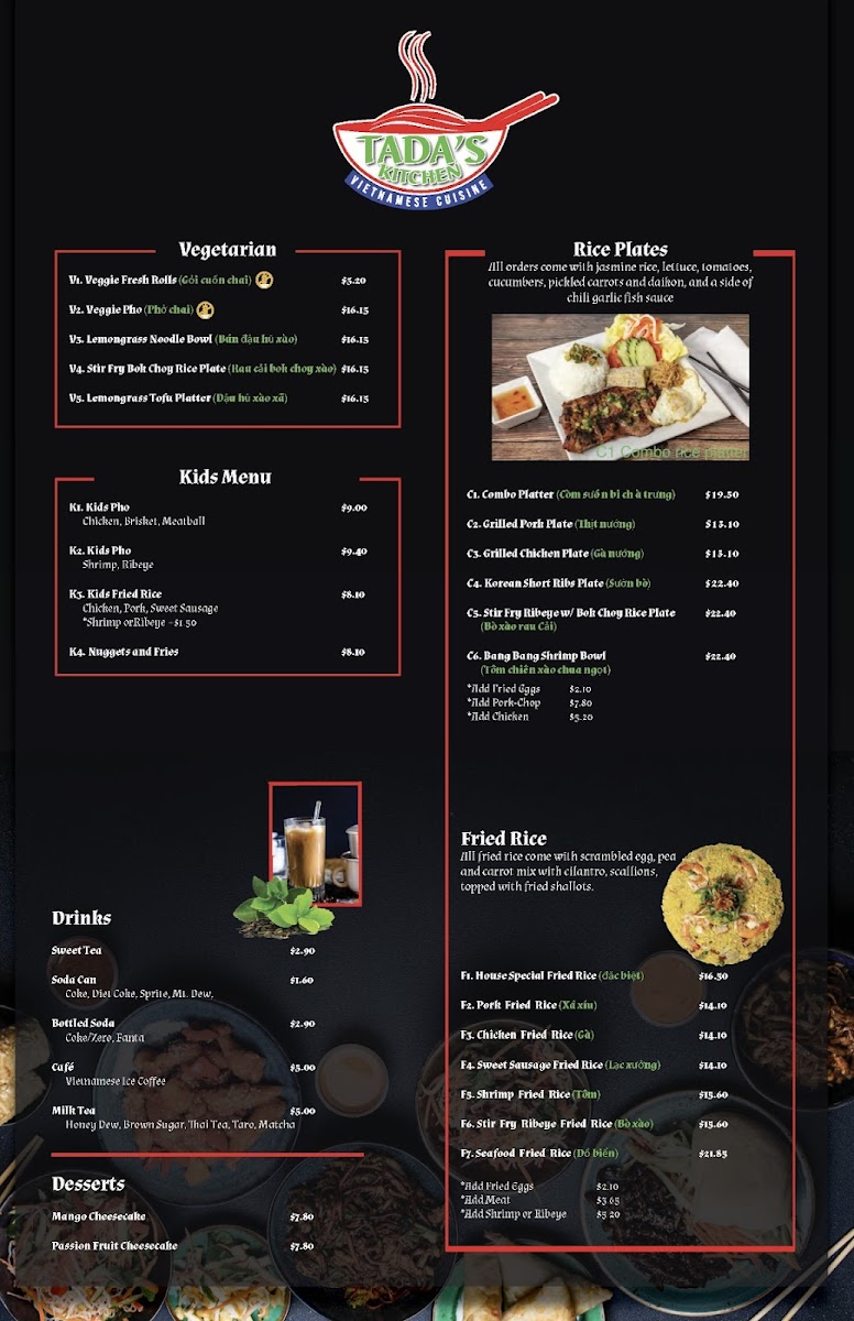 Menu Tada’S Kitchen Vietnamese Cuisines-1