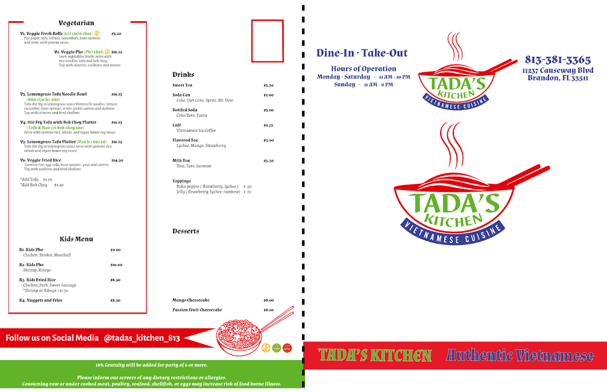 Menu Tada’S Kitchen Vietnamese Cuisines-5